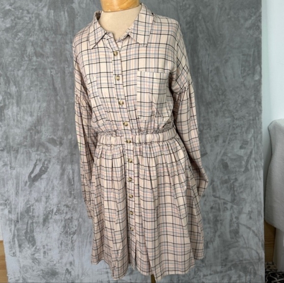 Anthropoligie Blue Pepper Plaid T-shirt Dress Size Medium - Picture 9 of 16
